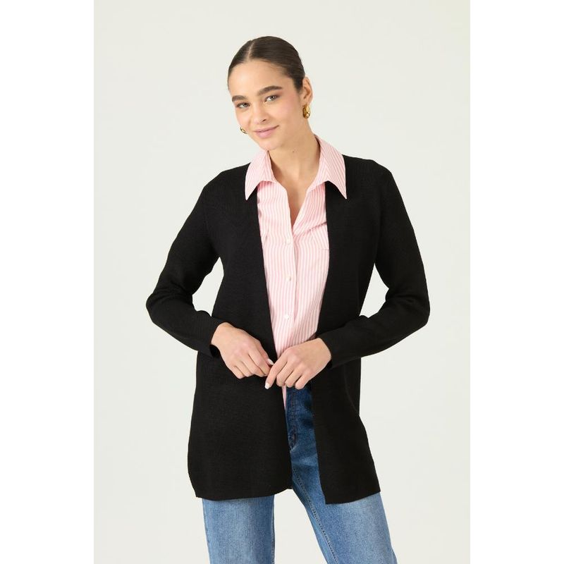 PRIVILEGE - Tapado tejido negro 2951