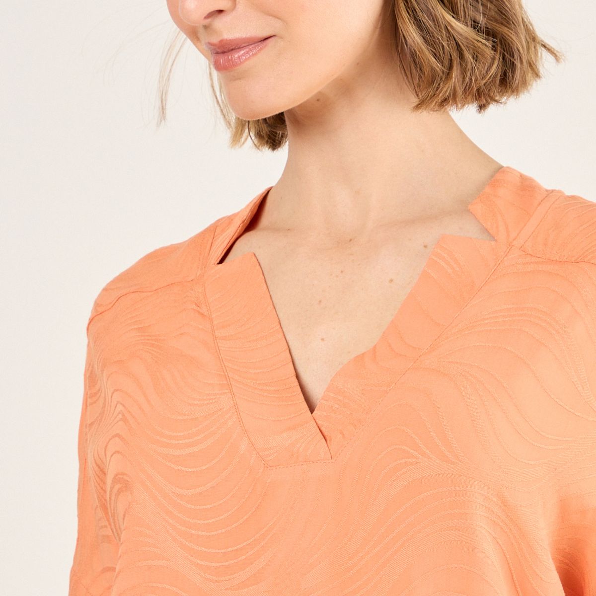 MA GRIFFE - Blusa Lisa Con Textura Mujer Naranjo Magriffe