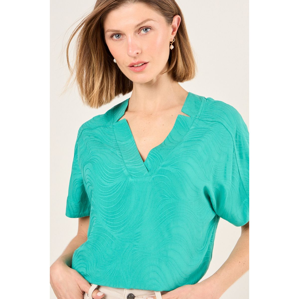 MA GRIFFE - Blusa Lisa Mujer Verde Magriffe