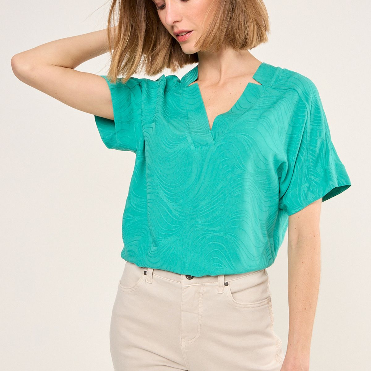 MA GRIFFE - Blusa Lisa Mujer Verde Magriffe