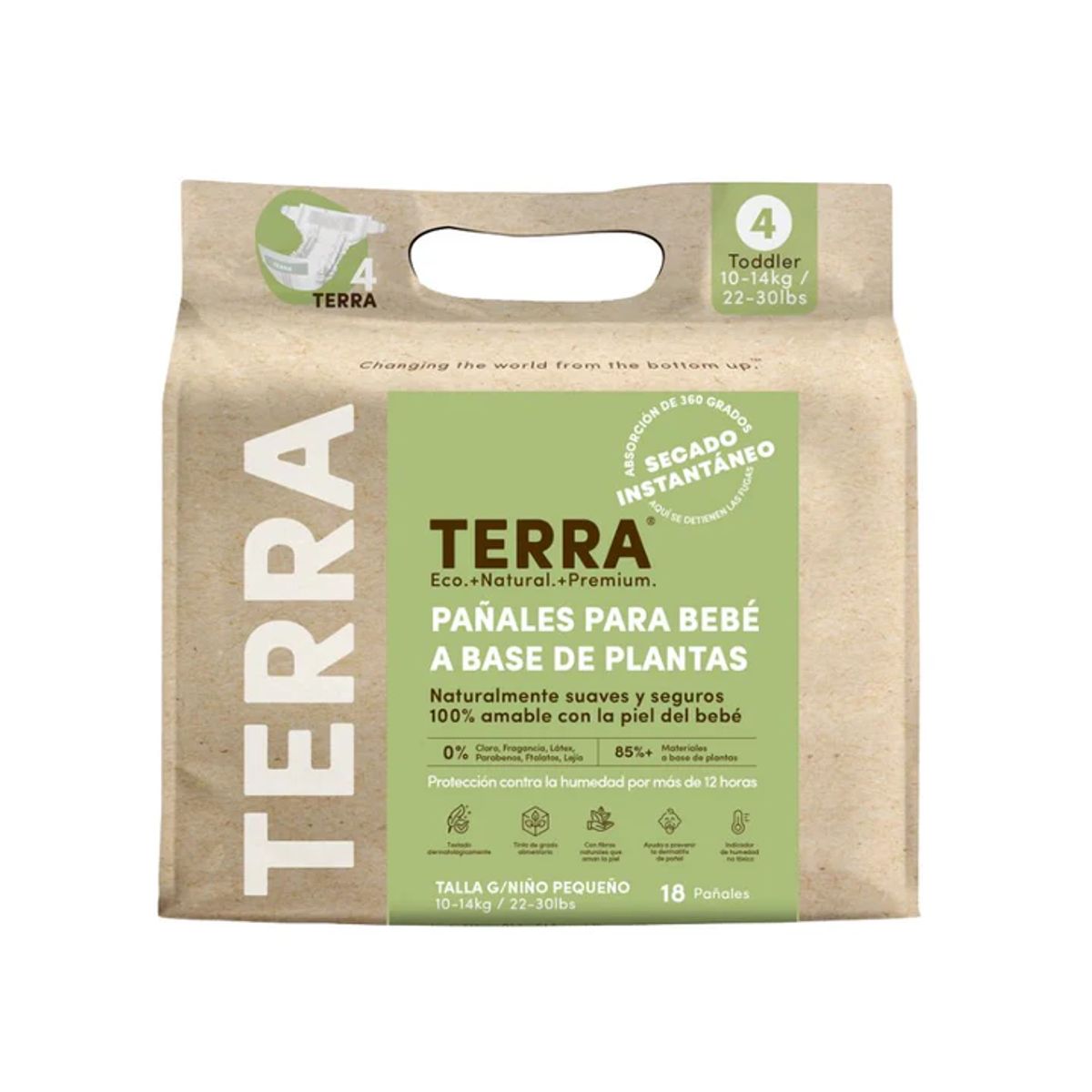 TERRA - Pañales Terra Biodegradables Talla G 18 uns