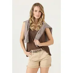 PRIVILEGE - Shorts slim fit beige 3196