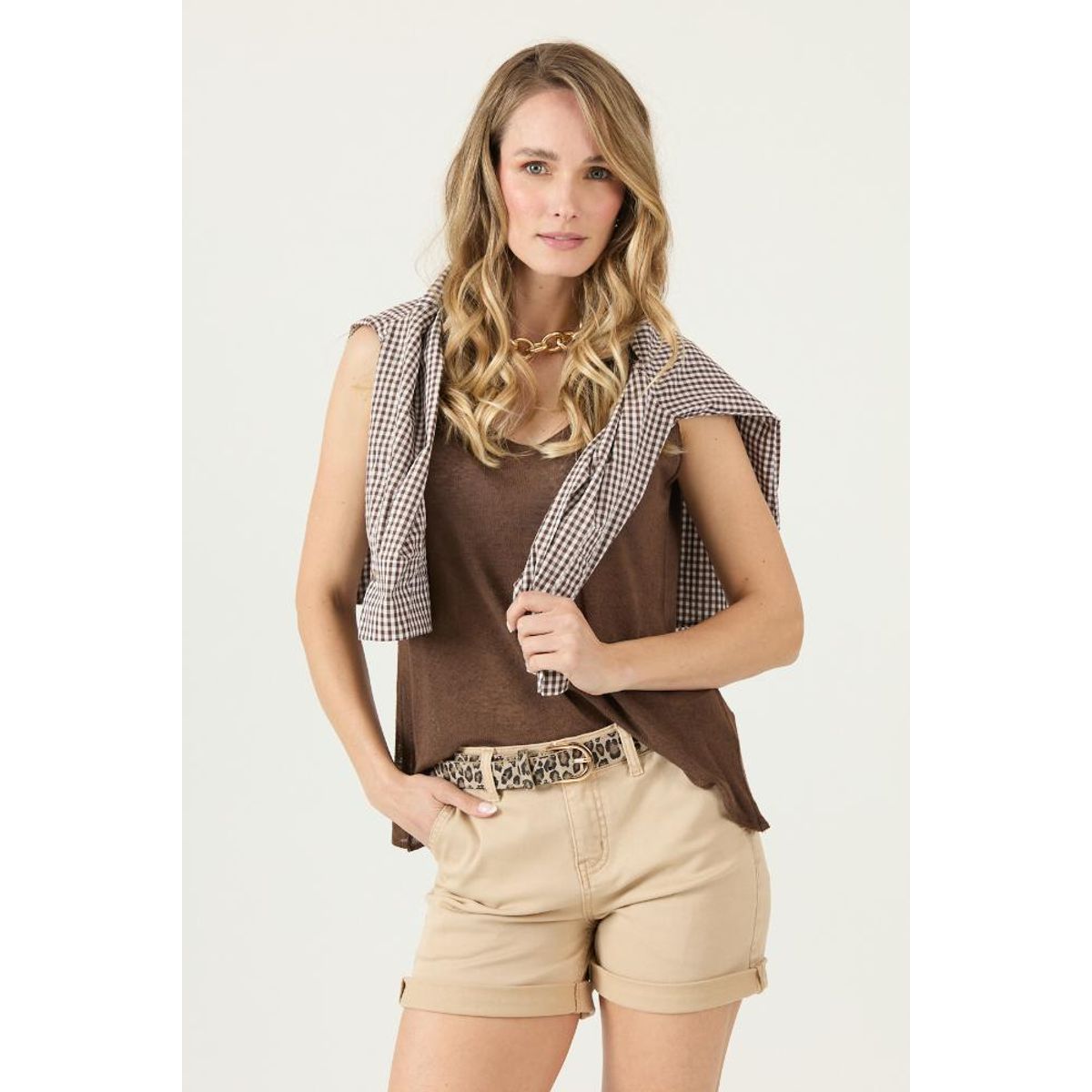 PRIVILEGE - Shorts slim fit beige PRIVILEGE 3196