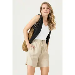 PRIVILEGE - Shorts de lyocell straight beige 3190