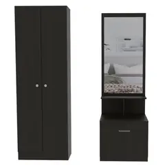 TUHOME - Combo Closet 2 Puertas + Velador Con Espejo Dreams Wengue