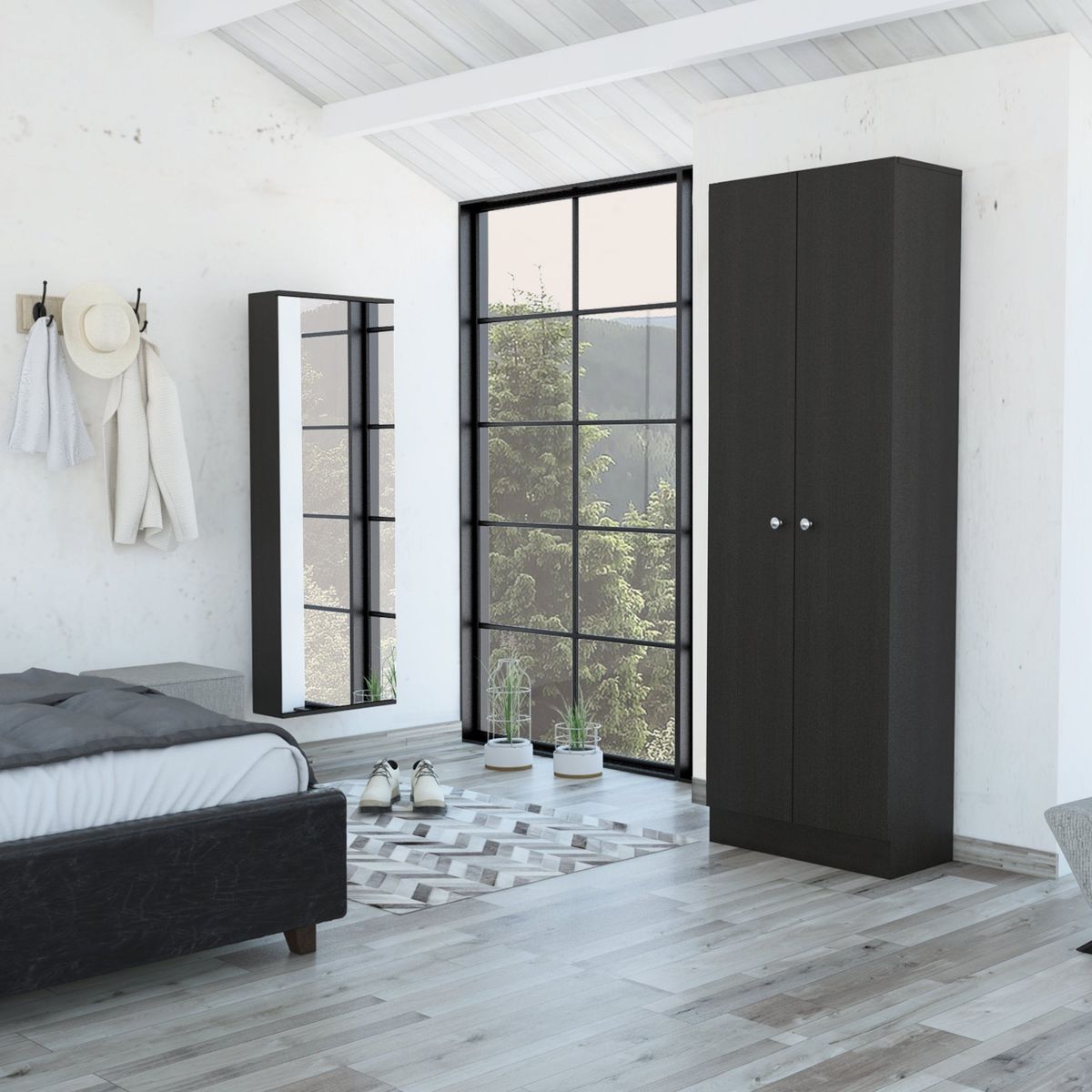 TUHOME - Combo Closet 2 Puertas + Zapatero Con Espejo Dreams Wengue