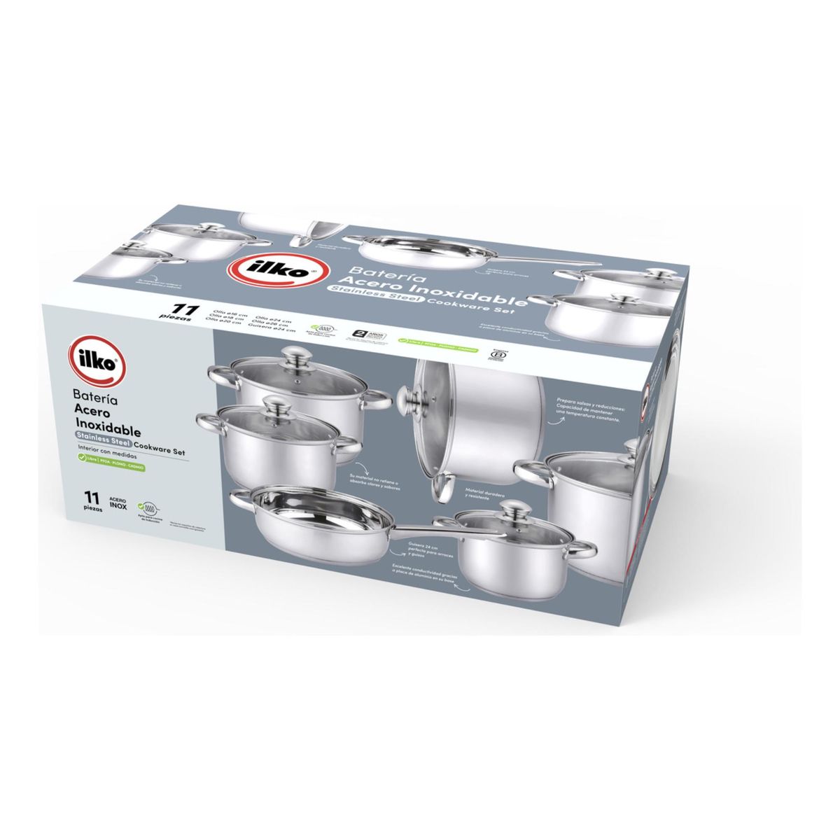 ILKO - Baterías De Cocina Ilko Prime Inox 11 Piezas