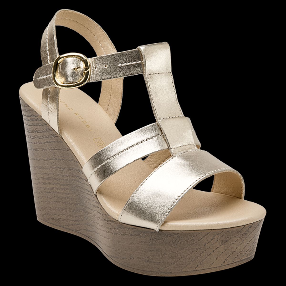 BRUNO ROSSI - Sandalia Casual Mujer Dorado Bruno Rossi