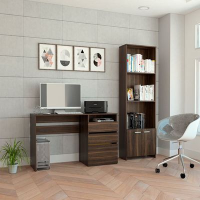 Imagen 2 del producto Combo Escritorio + Biblioteca 2 Puertas 4 Niveles Café Oscuro