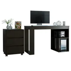 TUHOME - Combo Cajonera + Escritorio Wengue