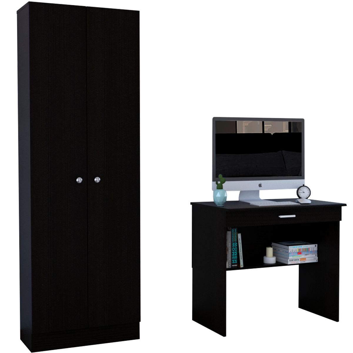 TUHOME - Combo Escritorio 1 Cajon + Closet 2 Puertas Office Wengue