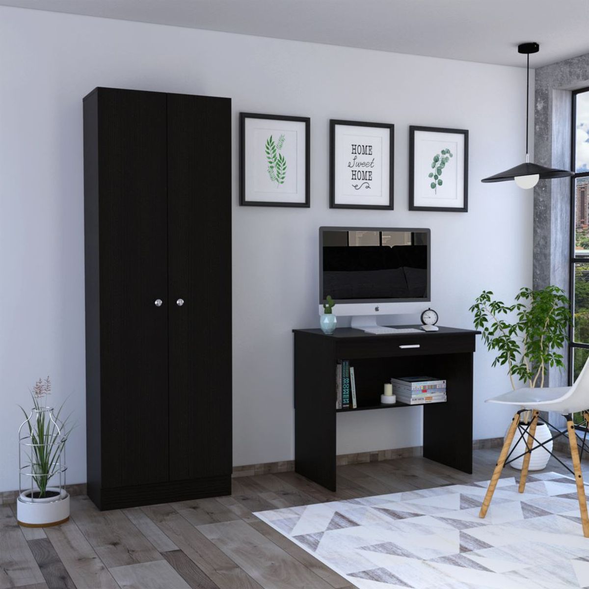 TUHOME - Combo Escritorio 1 Cajon + Closet 2 Puertas Office Wengue