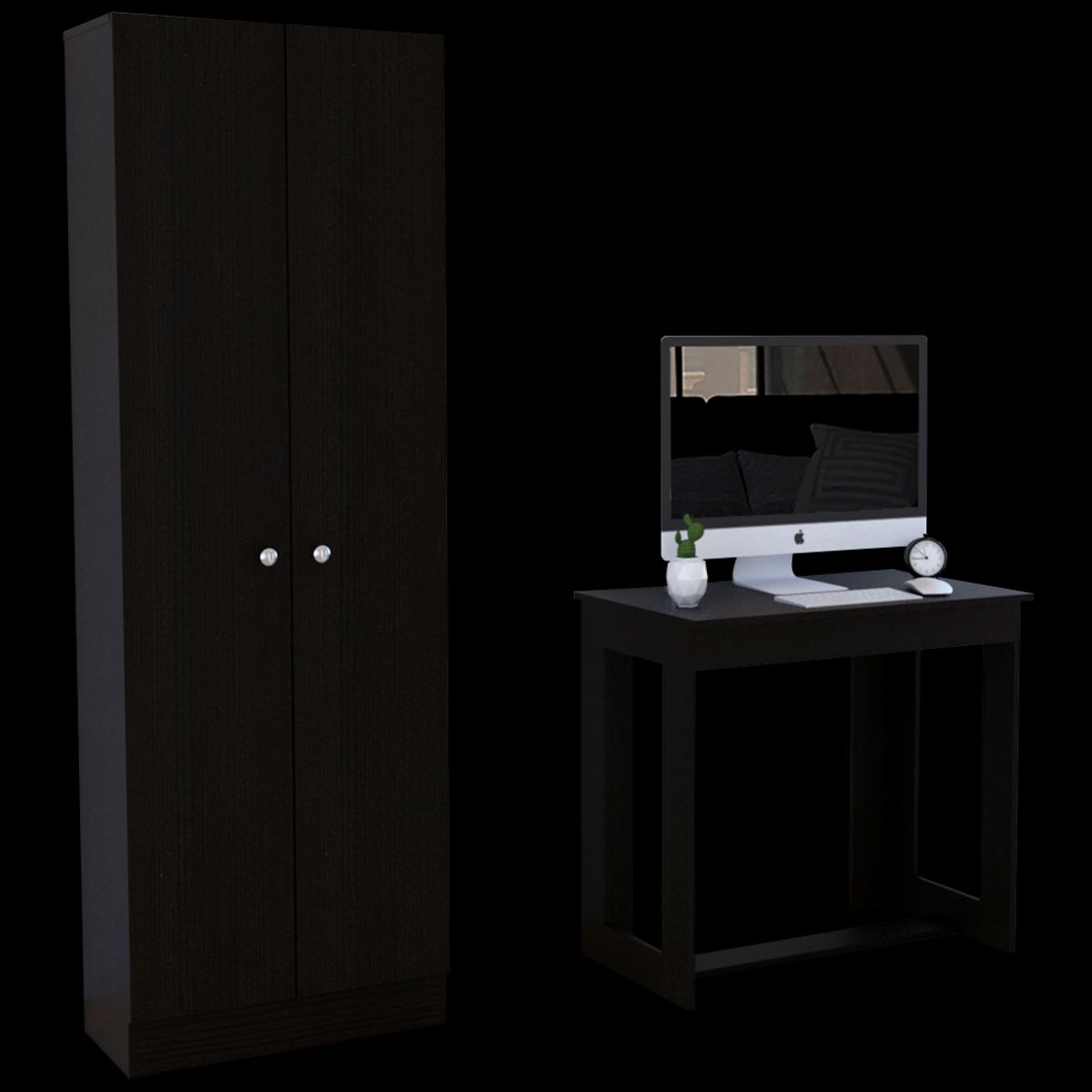 TUHOME - Combo Escritorio + Closet 2 Puertas Wengue