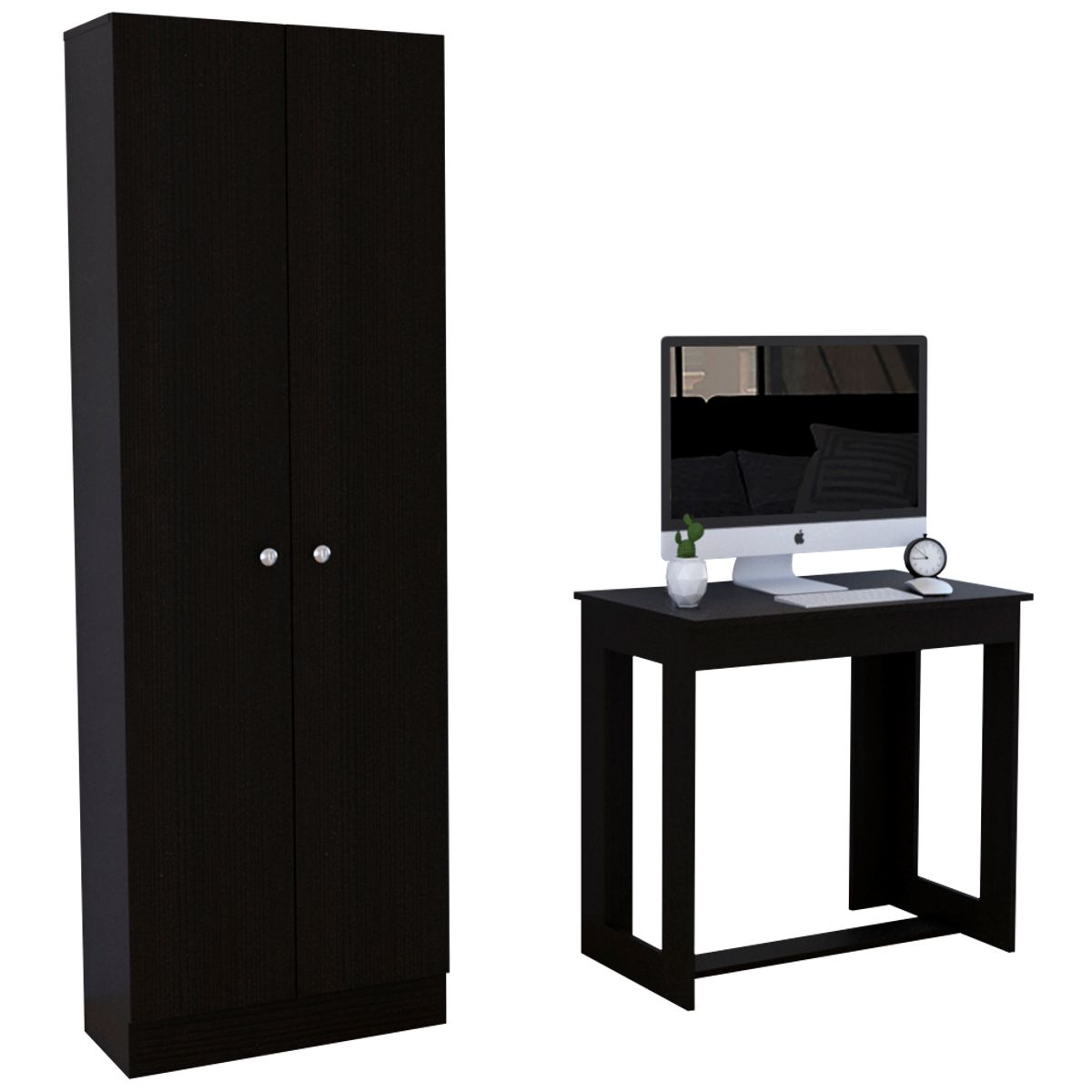 TUHOME - Combo Escritorio + Closet 2 Puertas Wengue