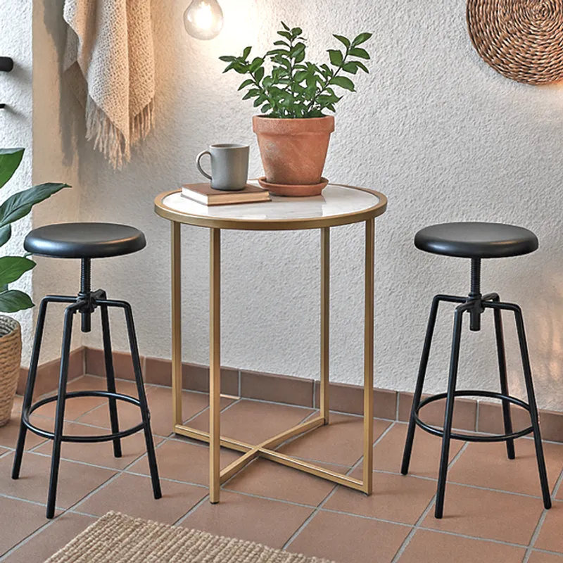 MSA MUEBLES SANTA ANA - Juego Comedor Gold 2 Taburetes Premium Black