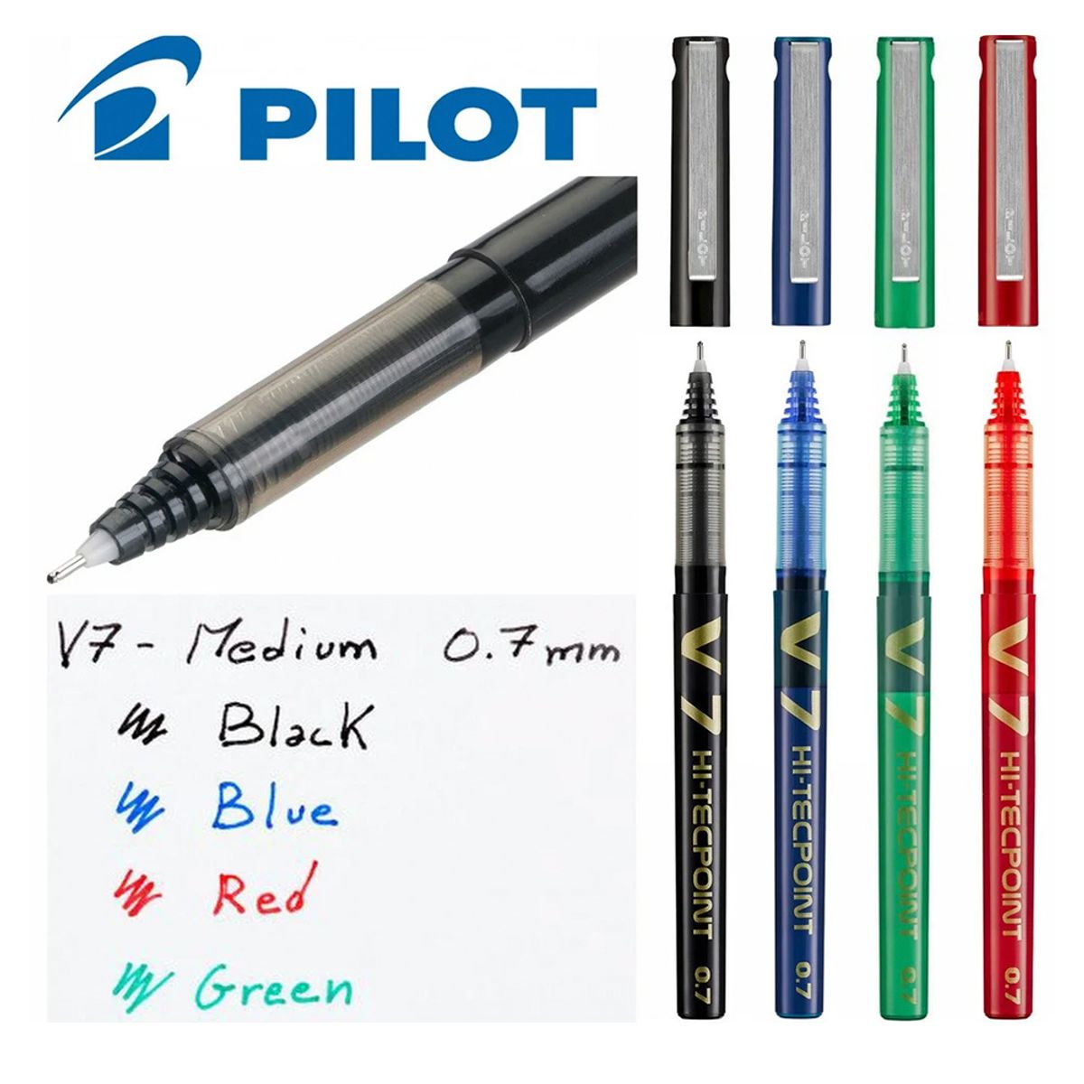 PILOT - Set 4 Lápiz Tinta Hi-tecpoint V7 07mm Pilot