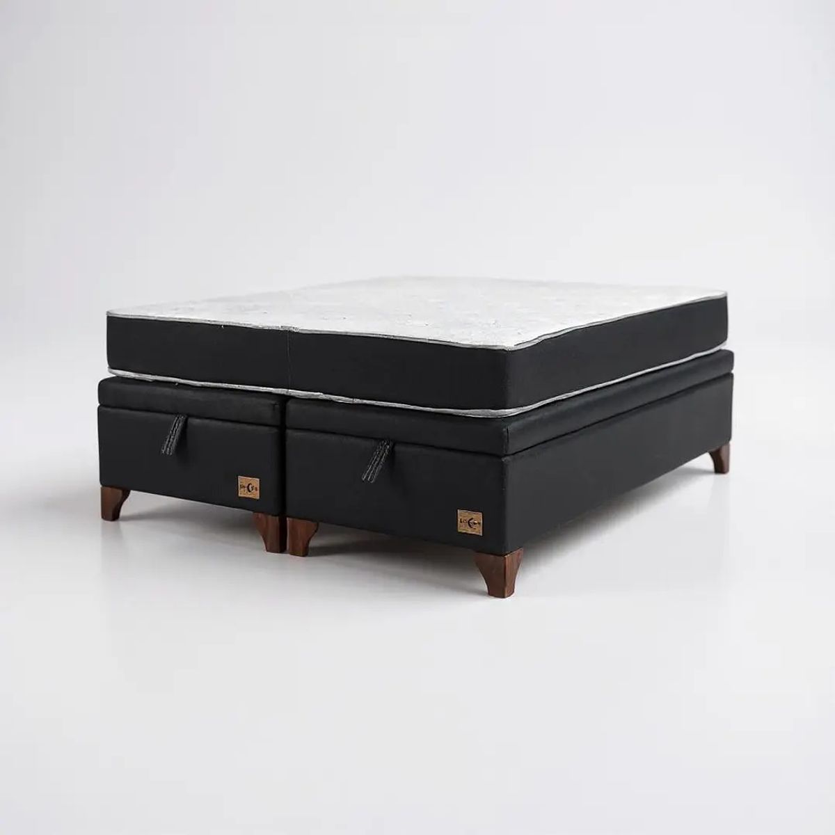 BLOCCARE - Cama Baul 2 Plazas L200+ Colchon Black / Patas Madera 11CM Negro