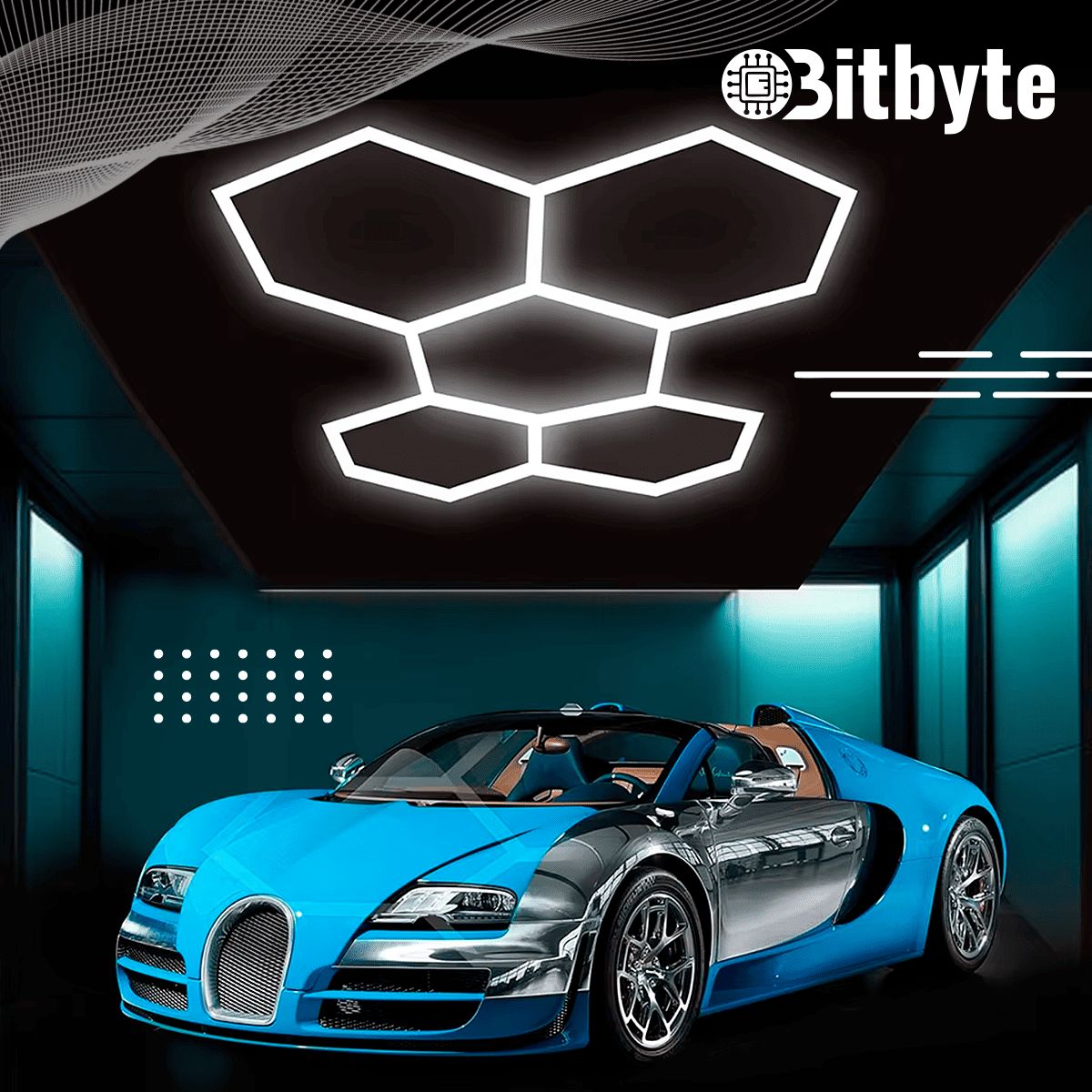 BITBYTE - Luminaria LED Hexagonal Bitbyte 192W Blanca Fría 6500K Para Techo