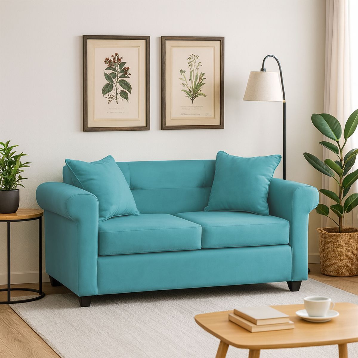 MBC - Sofa 2 Cuerpos New Barcelona Felpa Turquesa