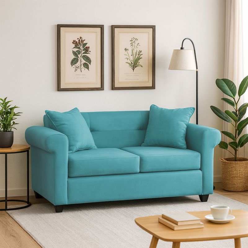 MBC - Sofa 2 Cuerpos New Barcelona Felpa Turquesa