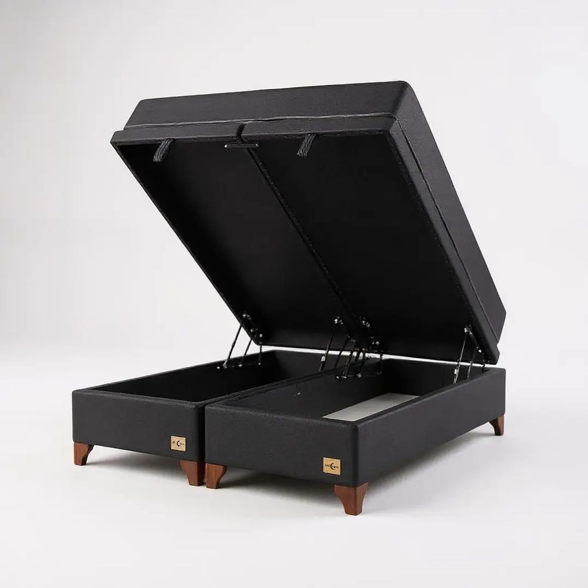 BLOCCARE - Cama Baul 2 Plazas L190+ Colchon Black /Con Patas Madera 11 CM(Negro)