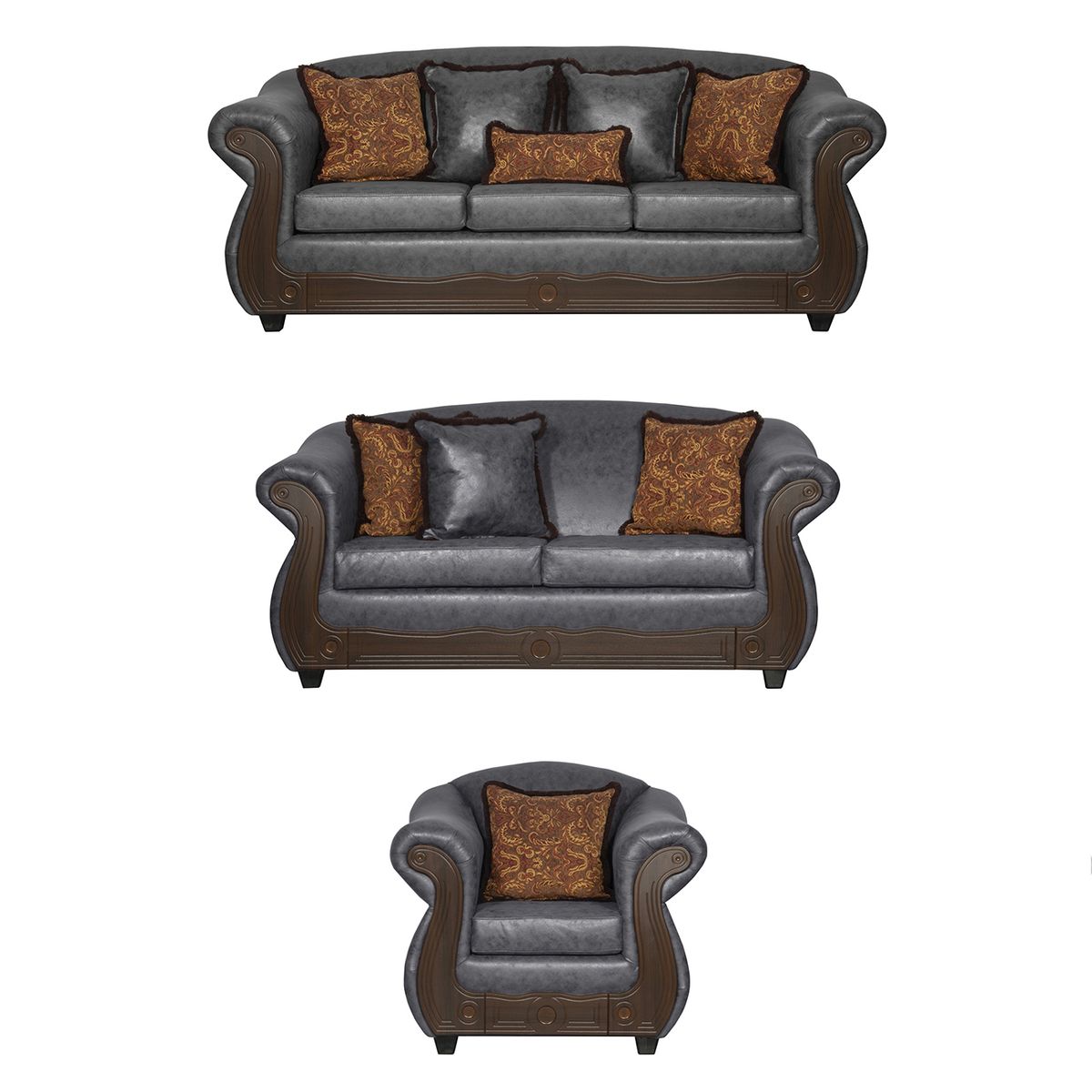 BLACK FACTORY - Juego de Living 3 2 1 Estambul Negro