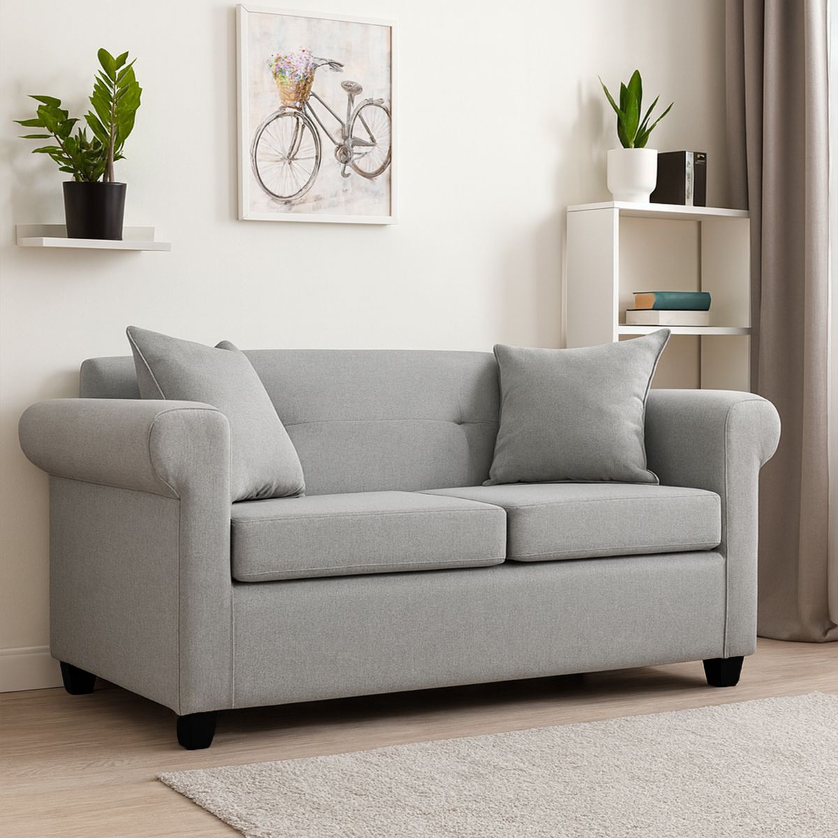 MBC - Sofá 2 Cuerpos New Barcelona Lino Gris Claro