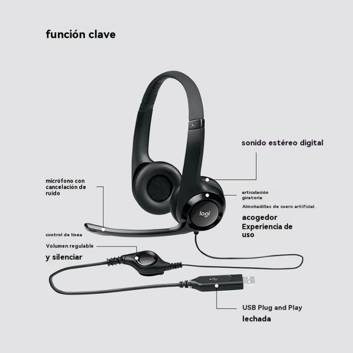 LOGITECH - Audífonos Inalámbricos Bluetooth Logitech H390 Negro