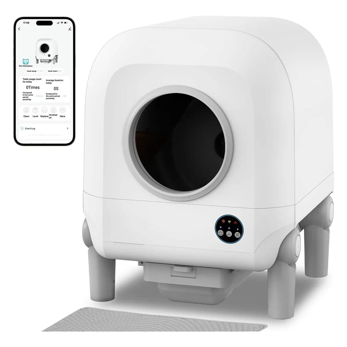 RAGNAR - Arenero Para Gatos Con Cámara Y Limpieza Automática