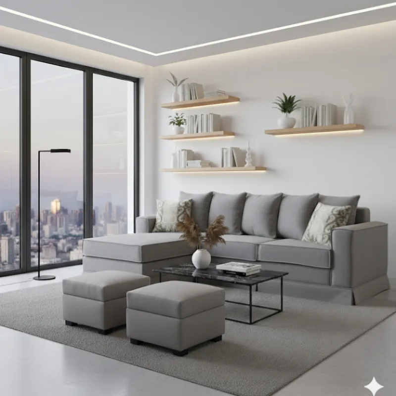 MUNDO LIVING - Living 311 Provenza Marengo Seccional con resortes + 2 ottoman
