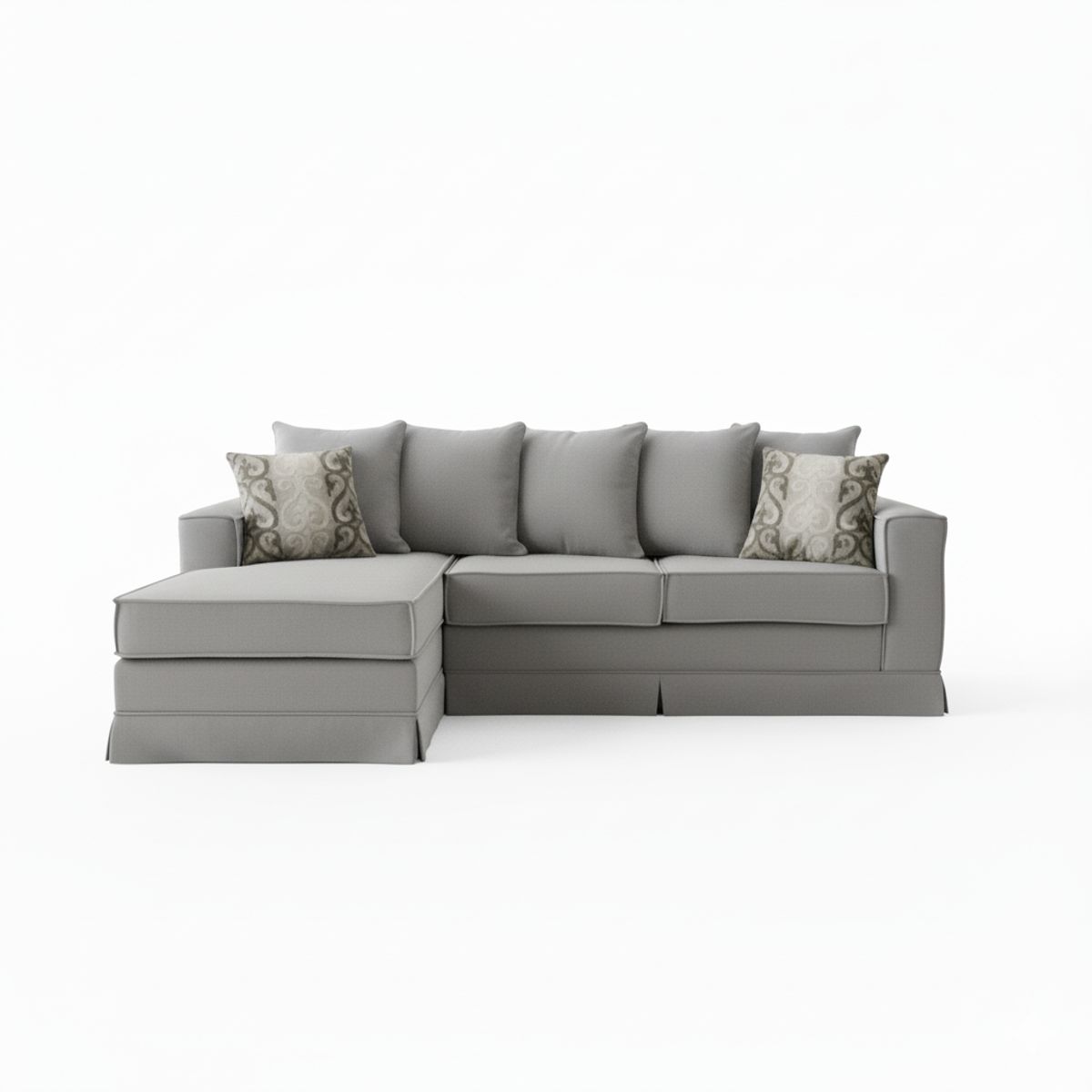 MUNDO LIVING - Living 311 Provenza gris claro Seccional con resortes + 2 ottoman