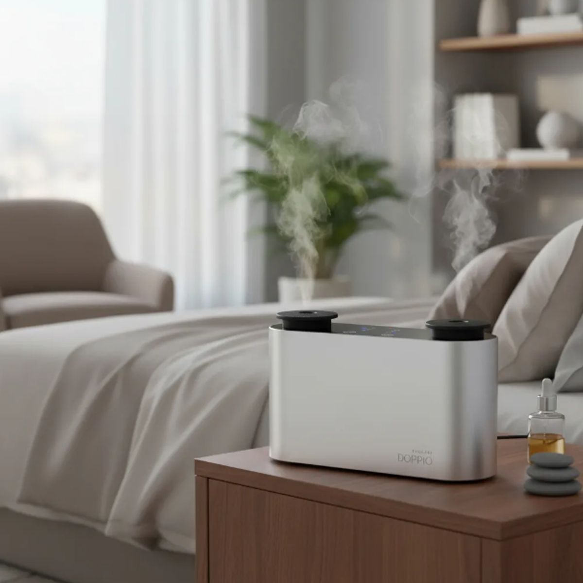 KINEGUN PRO - Difusor Aromas Inalámbrico Bluetooth 200 M2 Pantalla Táctil - Plateado