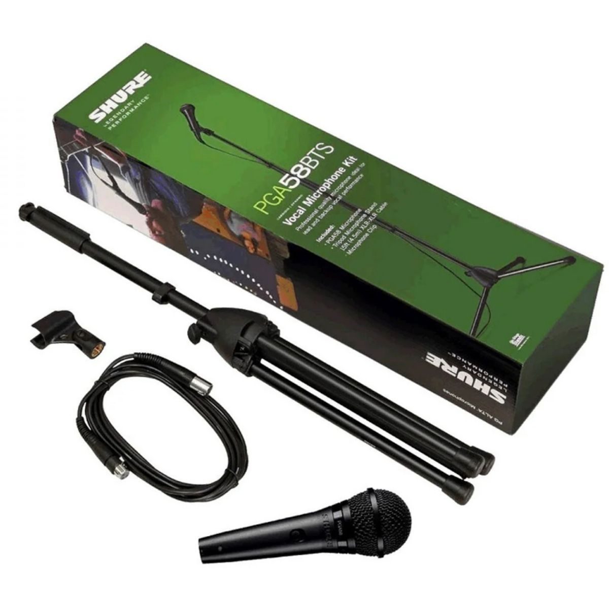 SHURE - Pack De Microfono Con Atril Cable Y Clip De Microfono Shure PGA 58 BTS