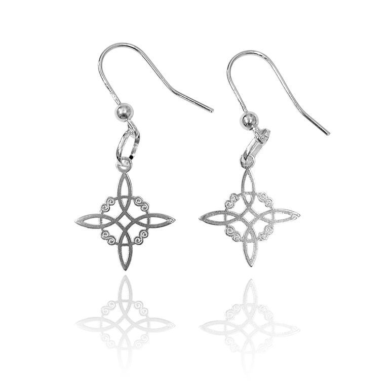 Aros Nudo De Bruja Gancho Plata Fina 925 Plateado TALLA UNICA