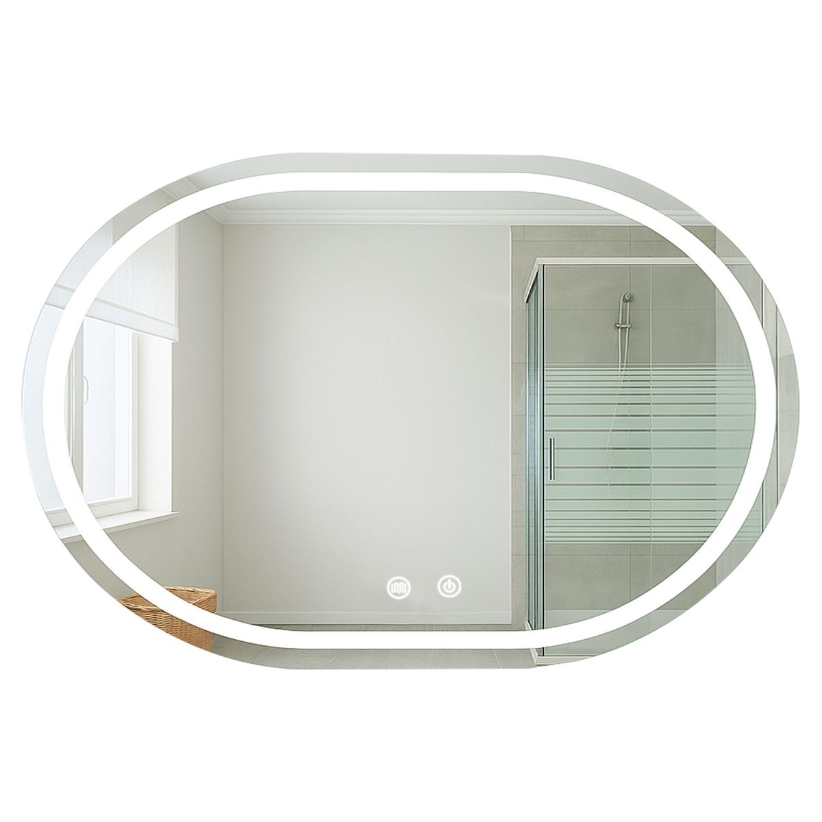 JOYTEK - Espejo Curvo Horizontal Touch con Luz Led 3 colores 100 x 60 cm