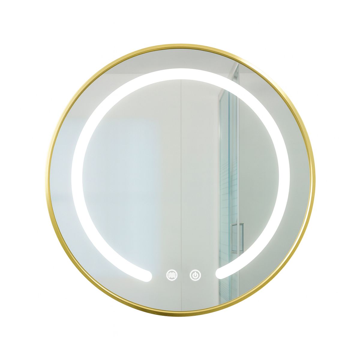 JOYTEK - Espejo Redondo Marco Dorado Touch con Luz Led 3 colores 50 cm