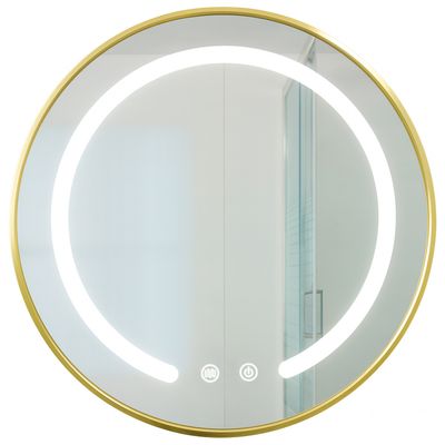 Imagen 2 del producto Espejo Redondo Marco Dorado Touch con Luz Led 3 colores 80 cm