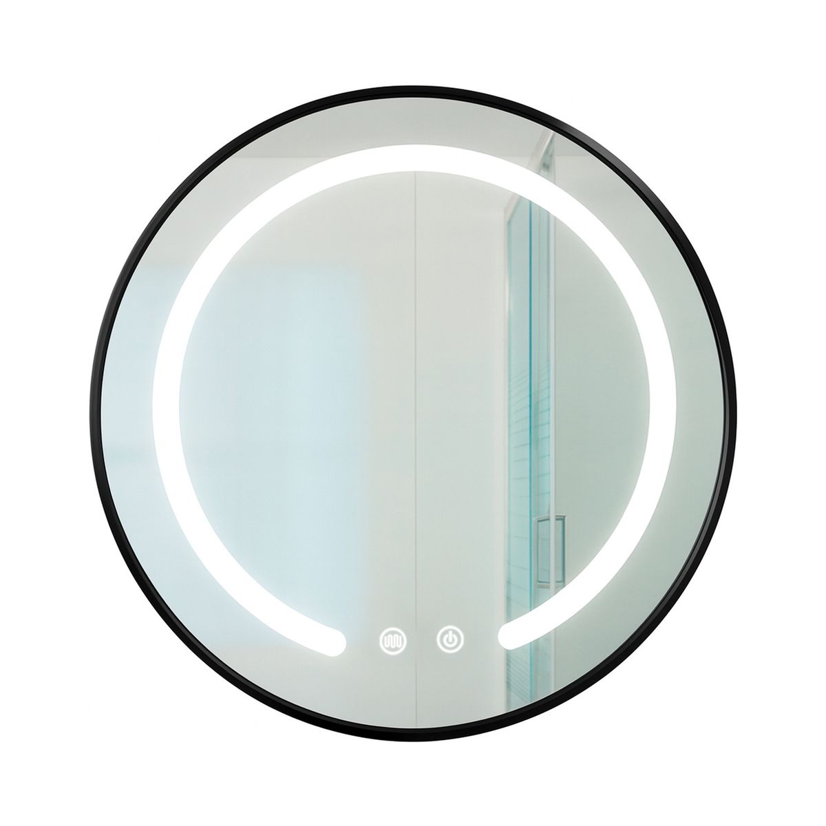 JOYTEK - Espejo Redondo Marco Negro Touch con Luz Led 3 colores 50 cm