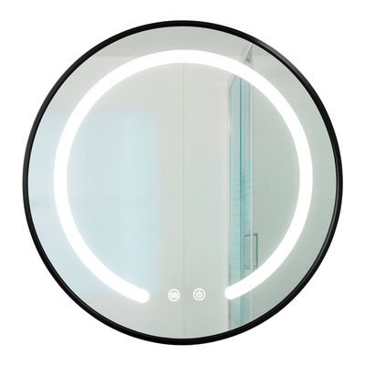 Imagen 2 del producto Espejo Redondo Marco Negro Touch con Luz Led 3 colores 60 cm