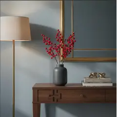 GENERICO - Set 6 Ramas Tallos Artificiales De Bayas Rojas Navideñas