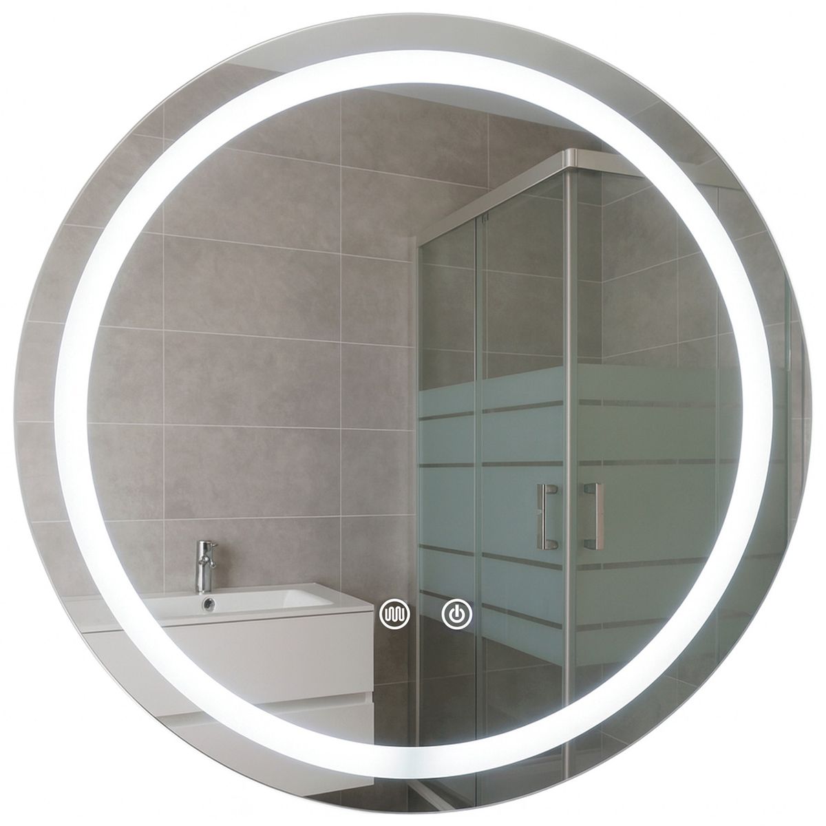 JOYTEK - Espejo Redondo Touch con Luz Led 3 colores 80 cm de Diámetro