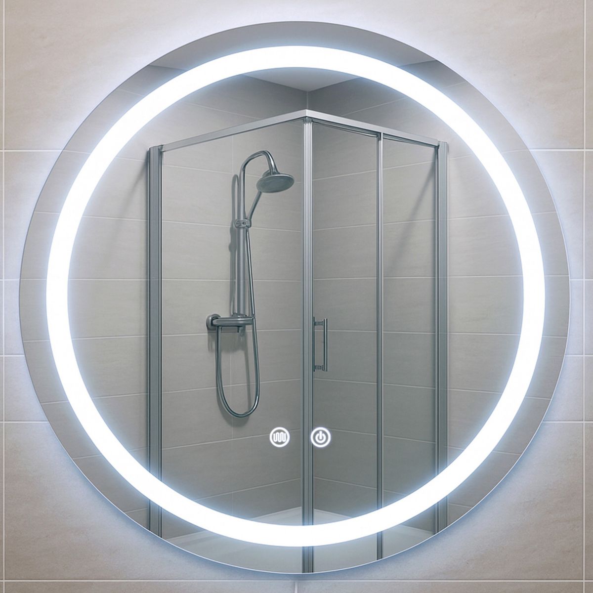 JOYTEK - Espejo Redondo Touch con Luz Led 3 colores 80 cm de Diámetro