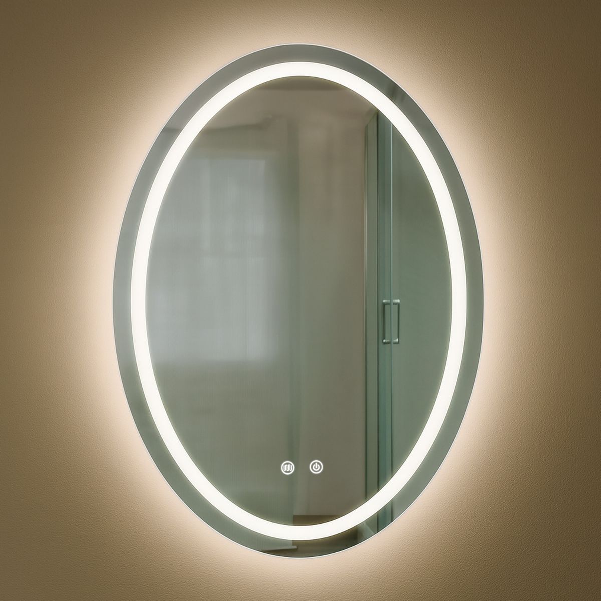 JOYTEK - Espejo Ovalado Touch con Luz Led 3 colores 60 x 80 cm