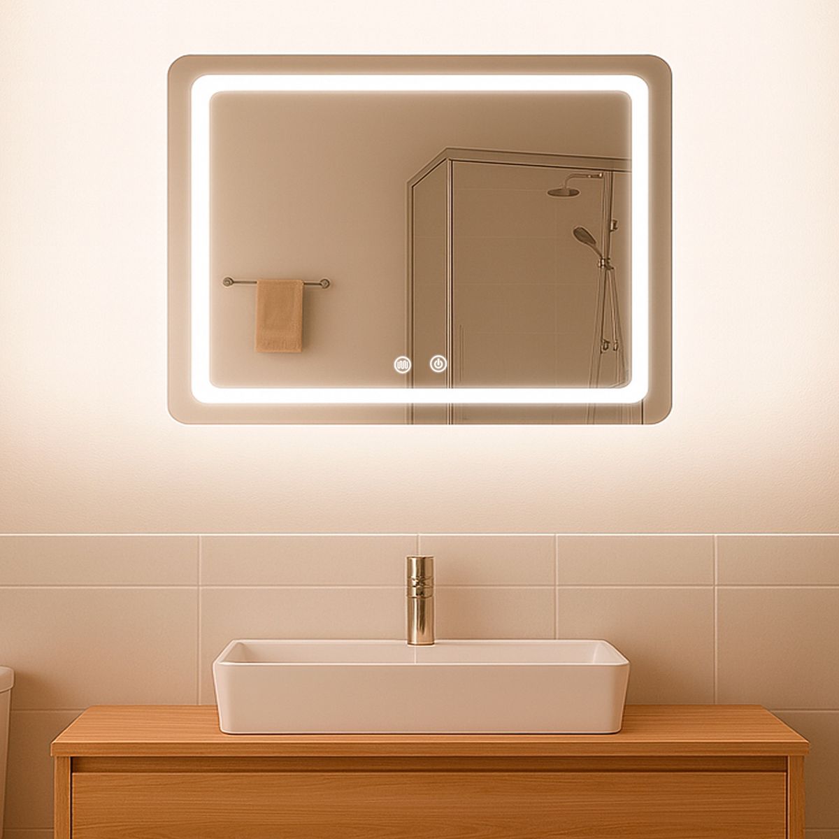JOYTEK - Espejo Rectangular Touch con Luz Led 3 colores 100 x 60 cm