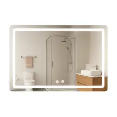 JOYTEK - Espejo Rectangular Touch con Luz Led 3 colores 90 x 70 cm