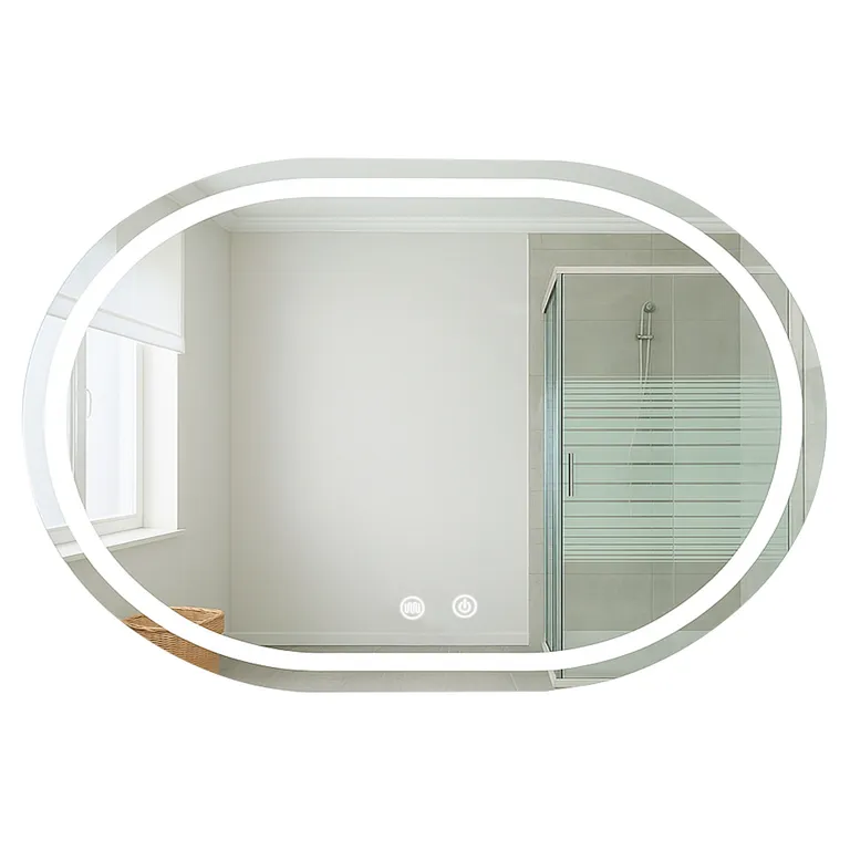 Espejo Curvo Horizontal Touch con Luz Led 3 colores 100 x 60 cm.