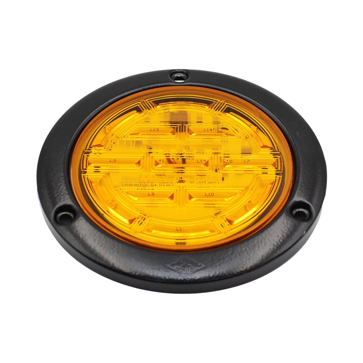 TRO GRIM - "FOCO TRAS.LED 4"" AMBAR PLANO PARA REMACHAR BI-VOLT"