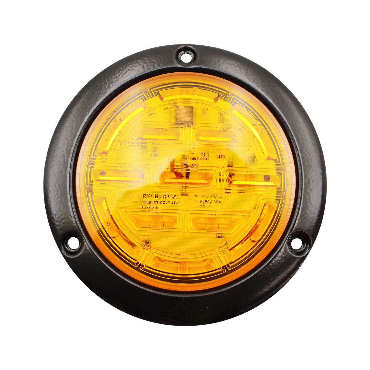 TRO GRIM - "FOCO TRAS.LED 4"" AMBAR PLANO PARA REMACHAR BI-VOLT"