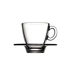 PASABAHCE - Set De 6 Tazas De Te Con Platillo 215 Cc Linea Aqua