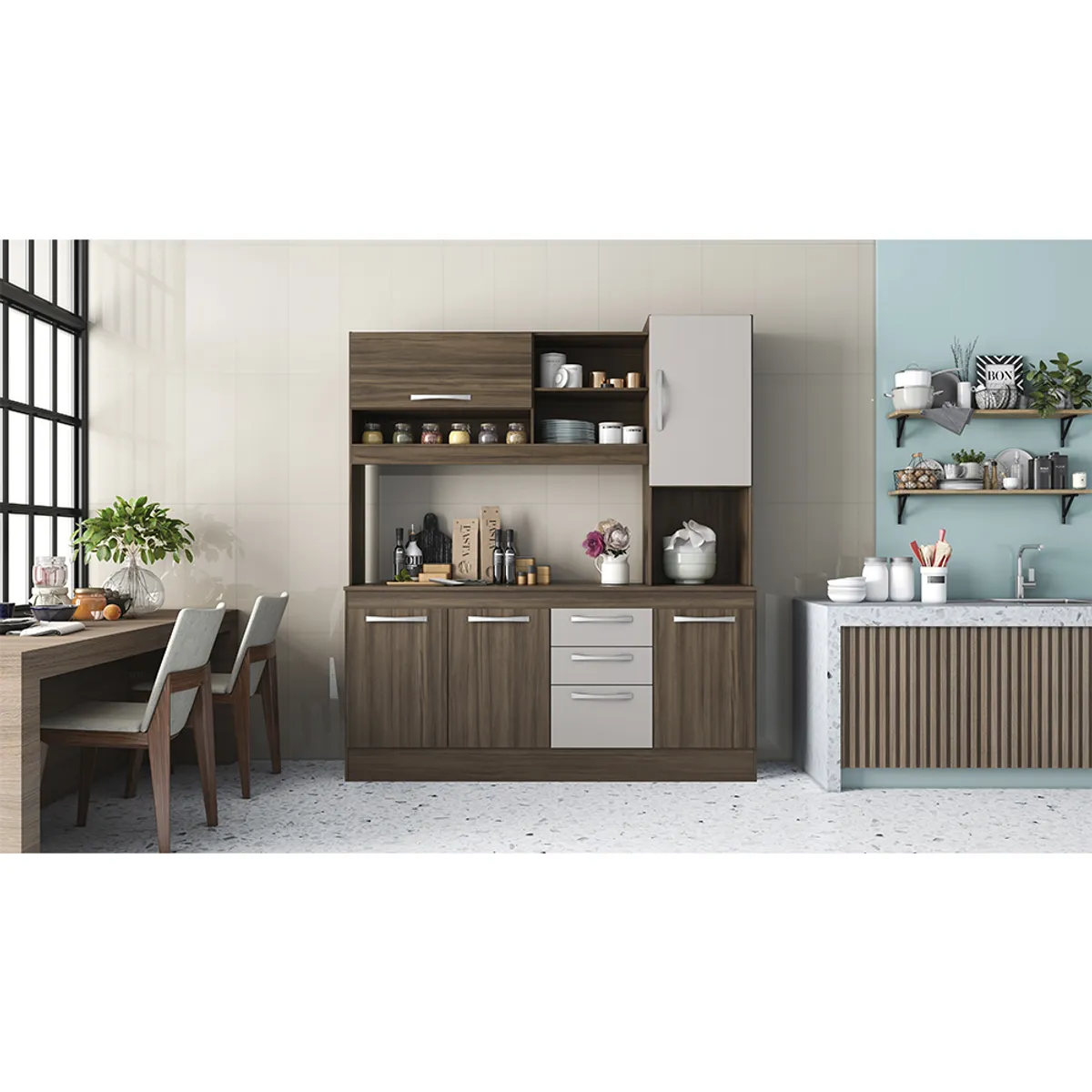 HOME MOBILI - Kit Cocina 5P 3C Imperial Castaño